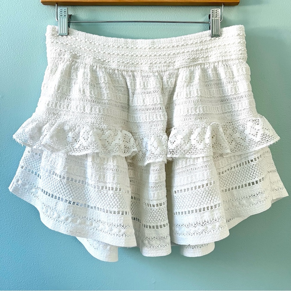 Aerie Textured Lace Ruffle Mini Skirt
